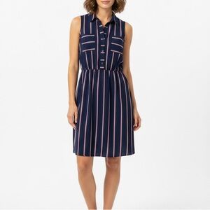 Monteau Blue, Red and White Striped Halter Top Dress Size Small Old Money Picnic